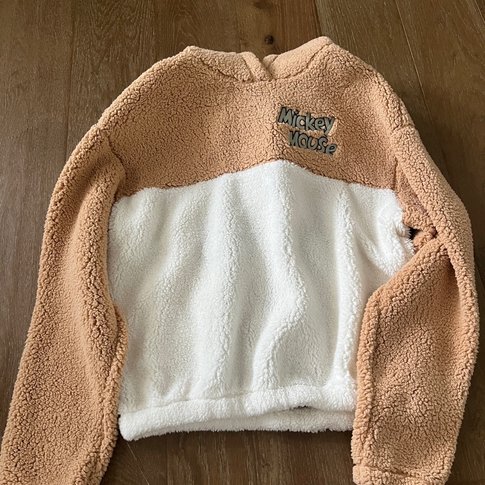 H&M Mickey Mouse Sherpa Jacket - Tan and White